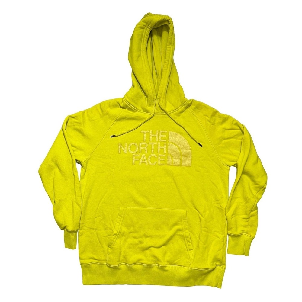 The North Face Womens Half Dome Pullover Hoodie Yellow Lime NF0A55W3 Size M